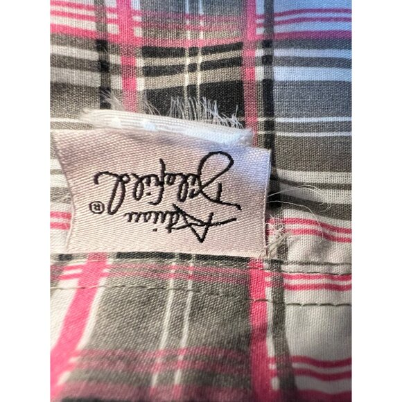 Adriana Delafield blouse medium short sleeve pink black pocket collar  FLAW - Picture 15 of 16